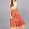 Women Varanga | Women'S Rust And Mustard Printed Flared Long Skirt - Varanga