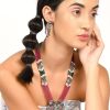 Jewellery Odette1 | Women'S Exquisite Green Mala Necklace Set For Women - Odette