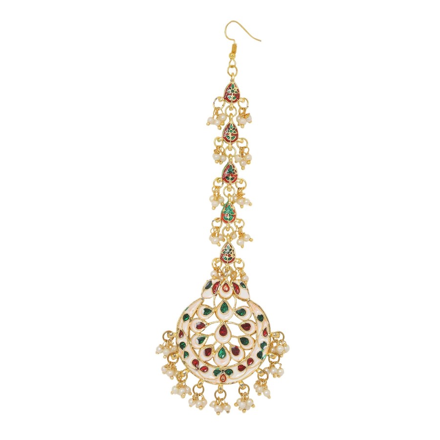 Jewellery Femizen | Women'S Kundan Embellished Maang Tikka - Femizen Golden