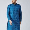 Men Sojanya | Men'S Silk Blend Blue Only Long Kurta - Sojanya