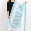 Women Moeza | Women'S Handloom Cotton Ikkat Sea Dupatta - Moeza Green