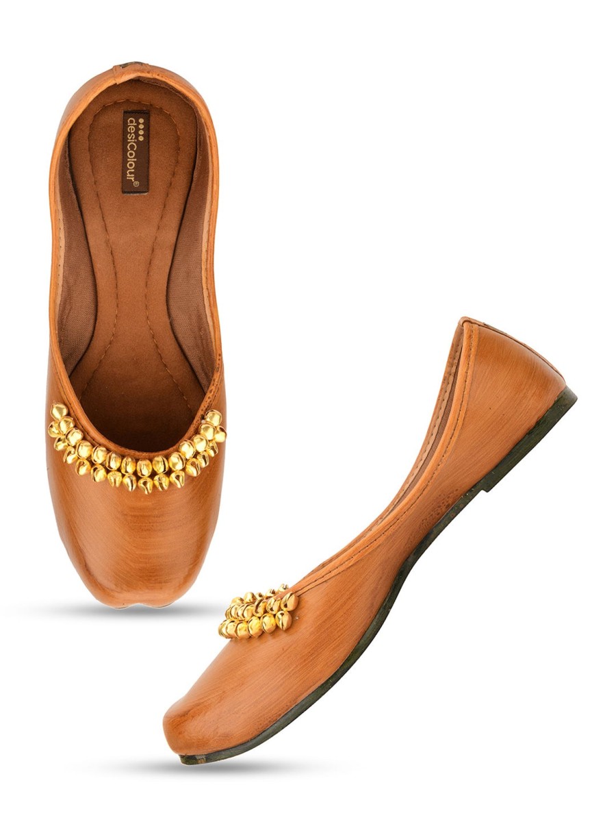 Others Desi Colour | Women'S Ghungroo Tan Indian Ethnic Comfort Footwear - Desi Colour Brown