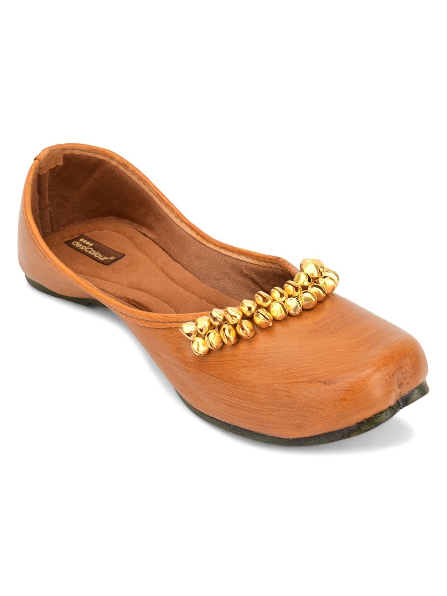 Others Desi Colour | Women'S Ghungroo Tan Indian Ethnic Comfort Footwear - Desi Colour Brown