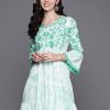 Women Indo Era | Women'S Sea Embroidered A-Line Ethnic Dress - Indo Era Green