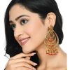 Jewellery Kamal Johar | Johar Kamal Latest Design Triple Circle White With Big Size Earrings Jker_048 Red