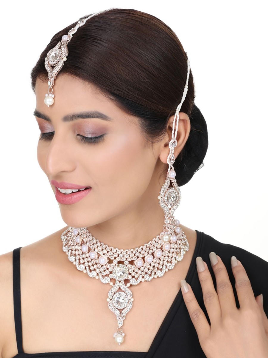 Jewellery Anikas Creation | Brass White Jewelry Set - Pure Elegance For Every Occasion - Anikas Creation Multicolor