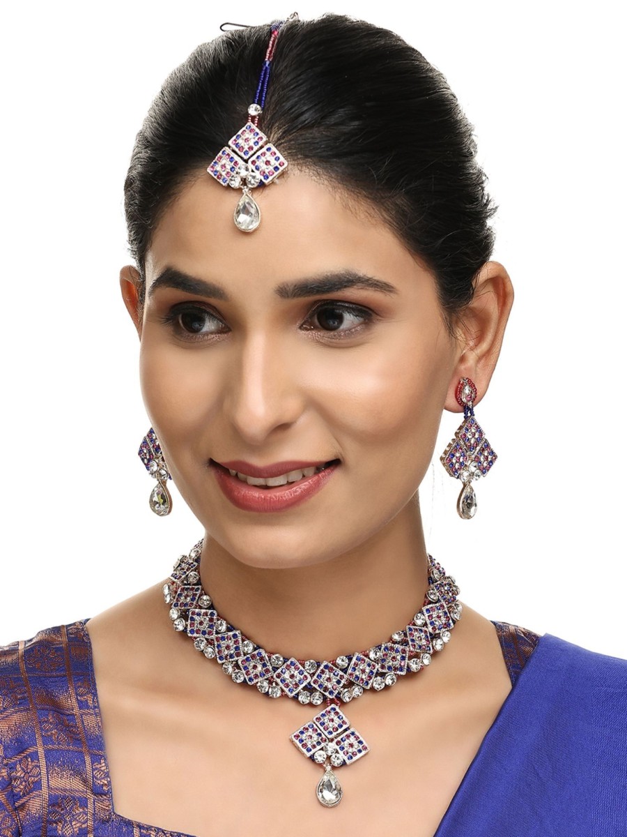 Jewellery Anikas Creation | Brass Multi-Color Jewelry Set - A Symphony Of Elegance - Anikas Creation Multicolor