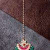 Jewellery Morkanth | Women'S Gold-Plated White U0026 Pink Kundan-Studded Handcrafted Maang Tikka - Morkanth