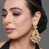 Jewellery Femizen | Women'S Red Gold Toned Kundan Inspired Earrings - Femizen