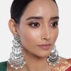 Jewellery I Jewels | Women'S Silver 3 Layered Chandbali Earrings With Kundan And Pearl Work - I Jewels Oxidised