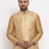 Men Virat Fashions | Men'S Gold Woven Nehru Jacket ( Jowc 4009Golden ) - Virat Fashions