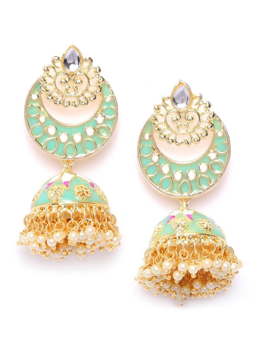 Jewellery Priyaasi | Women'S Gold Plated Crescent Shaped Jhumka Chandbali - Priyaasi