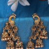 Jewellery Anikas Creation | Women'S Gold Plated Traditional Brass Peacock Cubic Zirconia 3 Jhumki Earring - Anikas Creation