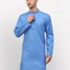 Men Virat Fashions | Men'S Sky Printed Cotton Kurta Only ( Ko 614 Sky ) - Virat Fashions