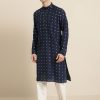 Men Sojanya | Men'S Cotton Navy U0026 Silver Self Design Only Long Kurta - Sojanya Blue