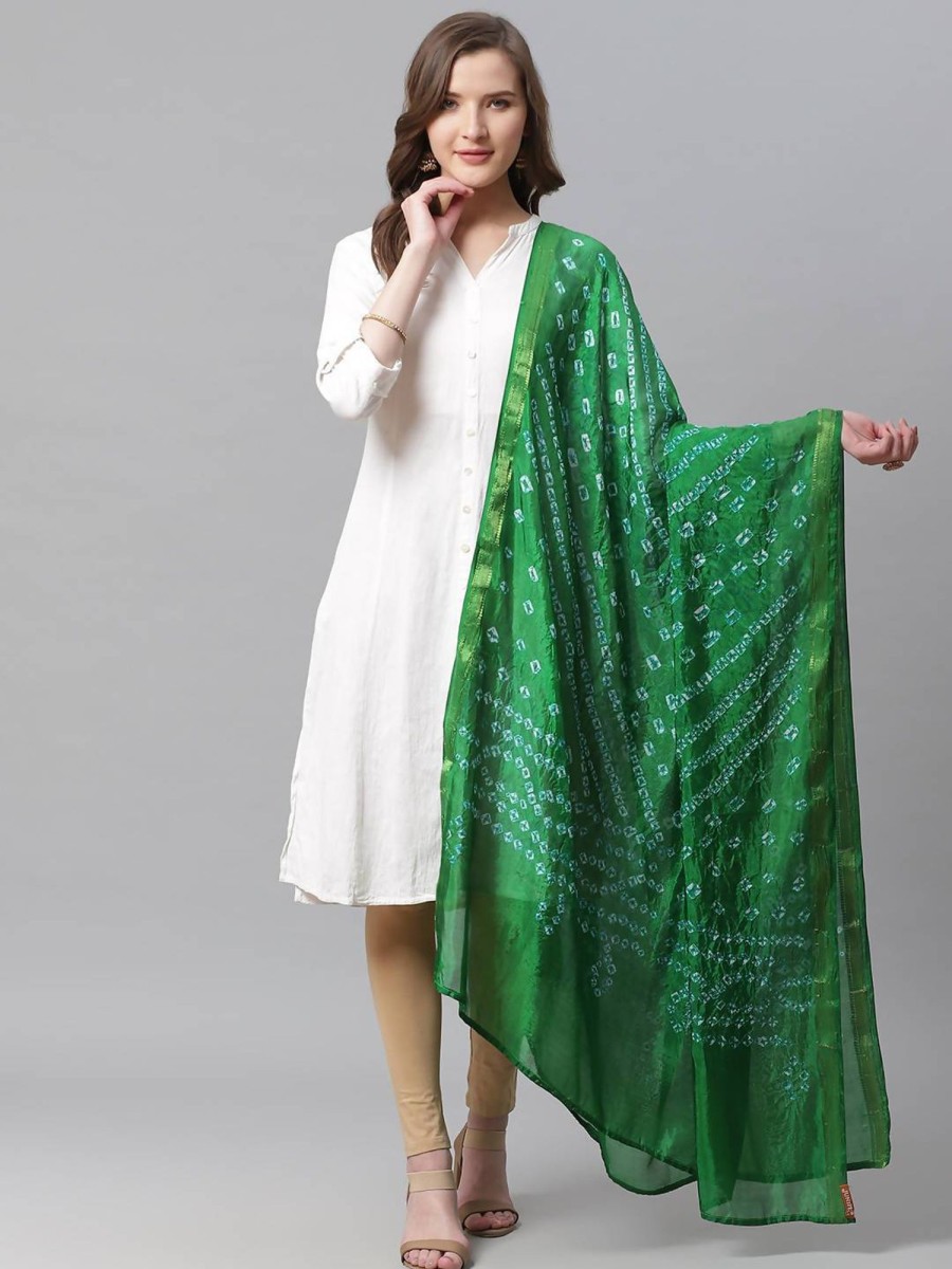 Women Juniper | Women'S Shantoon Bandhani Dupatta - Juniper Green