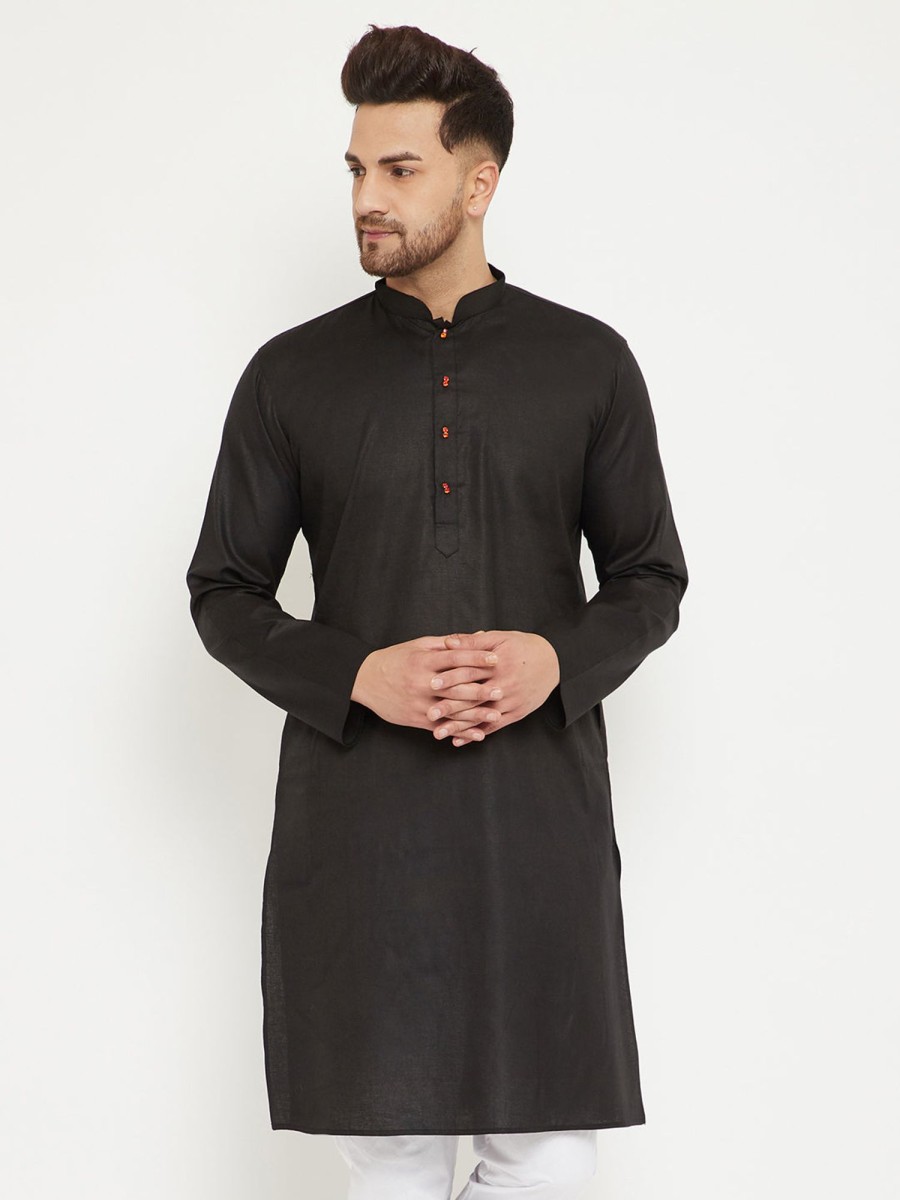 Men Vastramay | Men'S Cotton Blend Kurta - Vastramay Black