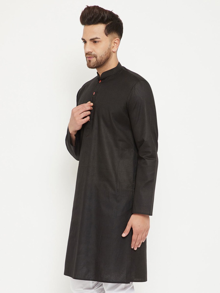 Men Vastramay | Men'S Cotton Blend Kurta - Vastramay Black