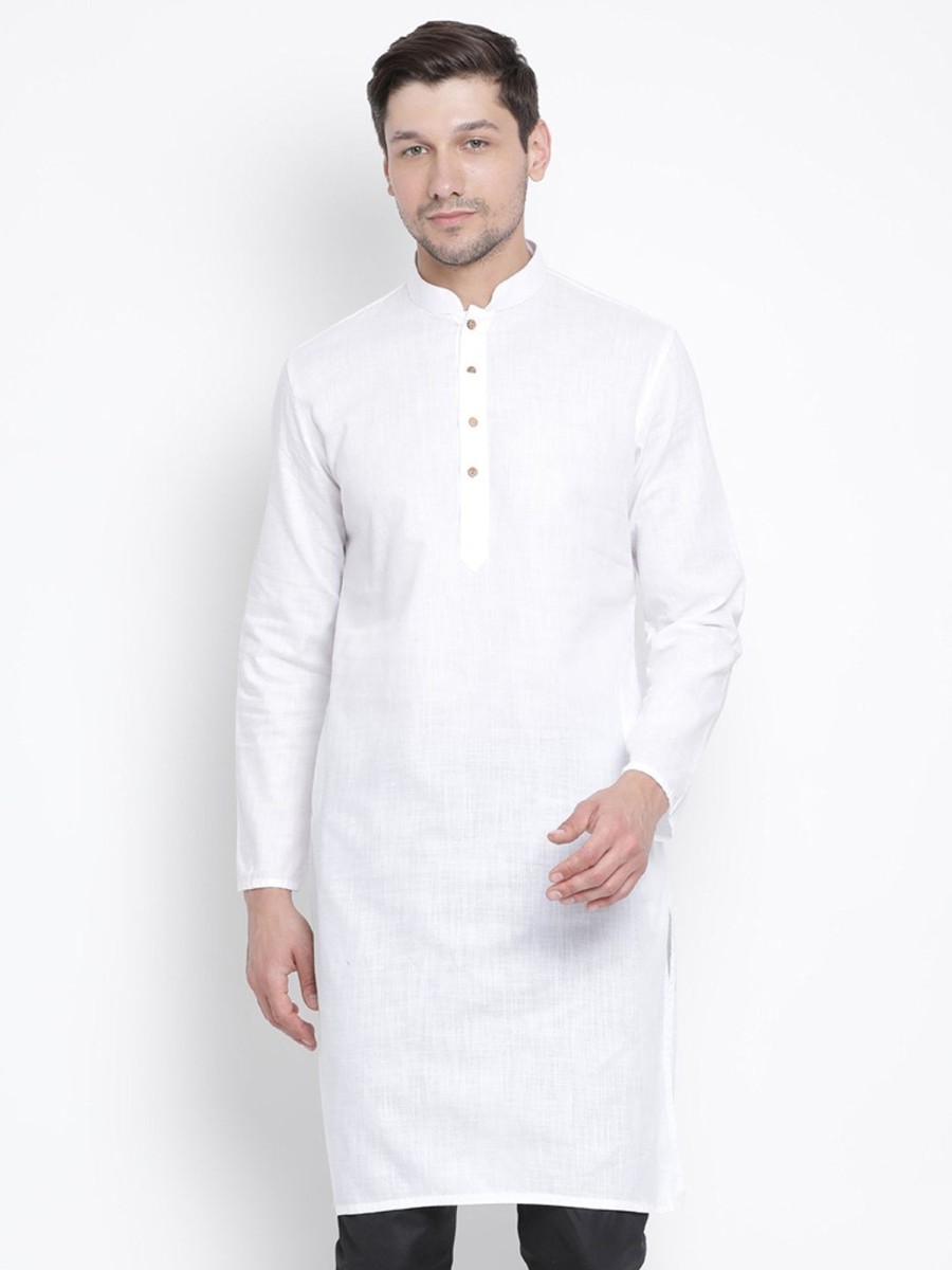 Men Vastramay | Men'S White Cotton Kurta - Vastramay