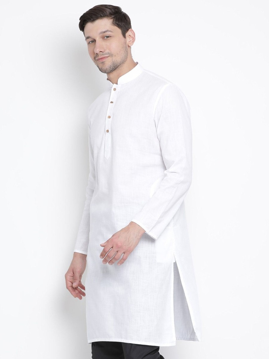 Men Vastramay | Men'S White Cotton Kurta - Vastramay