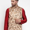 Men Virat Fashions | Men'S Brown Printed Nehru Jacket ( Jowc 4014Brown ) - Virat Fashions