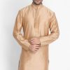 Men Vastramay | Men'S Gold Cotton Silk Blend Kurta - Vastramay