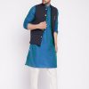 Men Even Apparels | Men'S Nehru Jacket With Embroided Insignia Of Lord Krishna -Even Apparels Navy