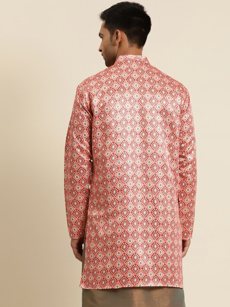 Men Sojanya | Men'S Silk Blend Only Sherwani Jacket - Sojanya Peach