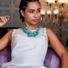 Jewellery Odette1 | Women'S Splash Blue Chunky Textured Necklace - Odette