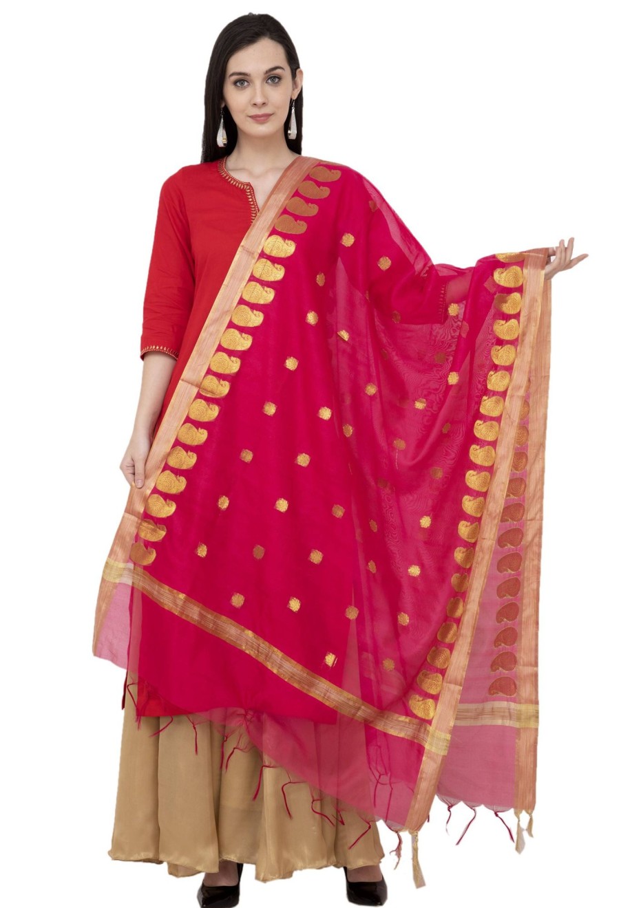 Women AR Silks | A R Silk Vns Ambi Booti Fancy Dupatta Color Dupatta Or Chunni Rani