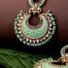 Jewellery Priyaasi | Women'S Chand Bali Gold Plated Drop Earrings Sea Green Colour For Women And Girls - Priyaasi