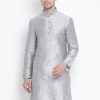 Men Vastramay | Men'S Grey Cotton Silk Blend Kurta - Vastramay