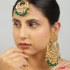 Jewellery Femizen | Women'S Kundan Chandbali U0026 Maang Tikka Set - Femizen Green