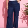 Women SASSAFRAS | Women'S Wash Denim Bell Bottom Jeans - Sassafras Navy