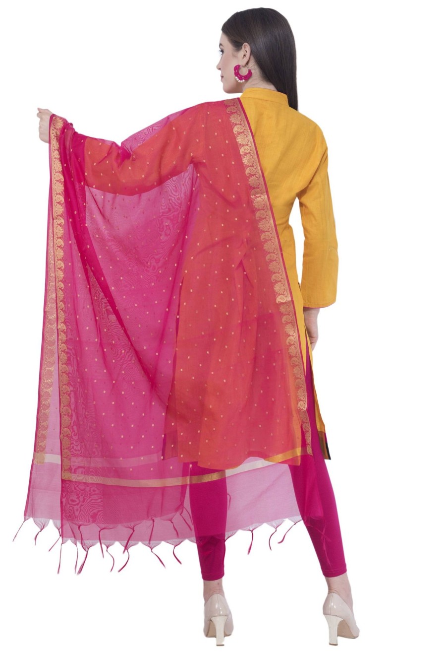 Women AR Silks | A R Silk Color Vns Border Buti Dupattas And Chunnis Magenta