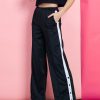 Women SASSAFRAS | Women'S Side Button Track Pants - Sassafras Black