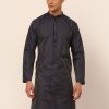 Men Virat Fashions | Men'S Navy Blue Striped Pleated Chikankari Kurta Only ( Ko 666 Navy ) - Virat Fashions