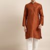 Men Sojanya | Men'S Jacquard Silk Self Design Only Kurta - Sojanya Orange