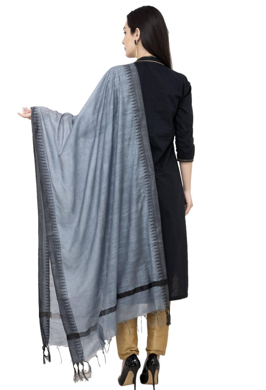 Women AR Silks | A R Silk Golden Color Fancy Silk Dupattas And Chunnis Gray