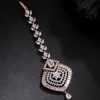 Jewellery Priyaasi | Women'S Rose Gold Plated American Diamond Studded Geometric Shape Maang Tikka - Priyaasi