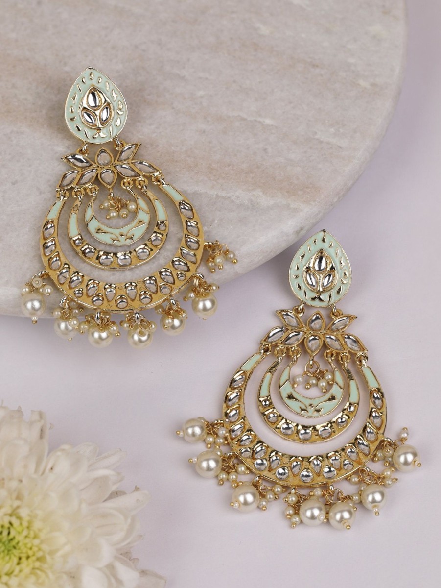 Jewellery Priyaasi | Women'S Kundan Studded And Beaded Chandbali Earring - Priyaasi