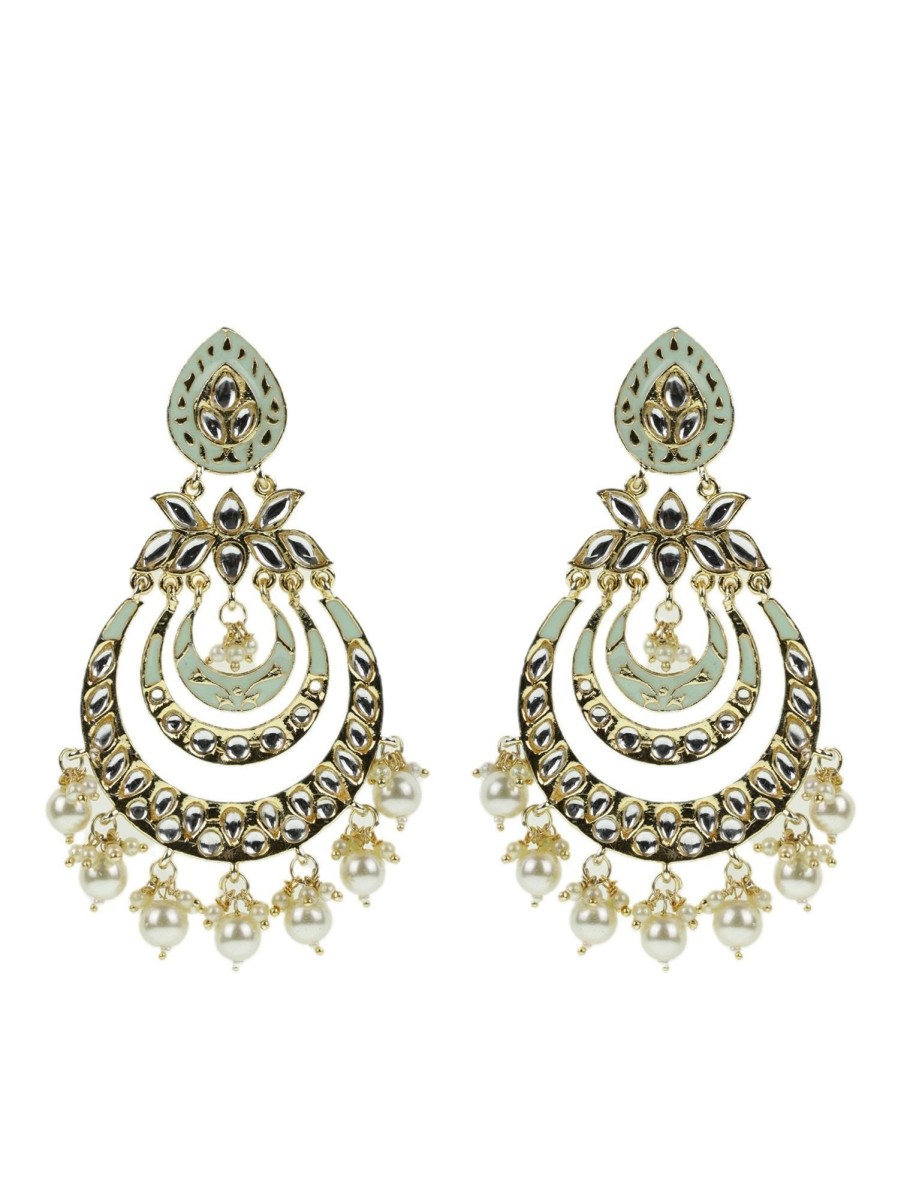 Jewellery Priyaasi | Women'S Kundan Studded And Beaded Chandbali Earring - Priyaasi