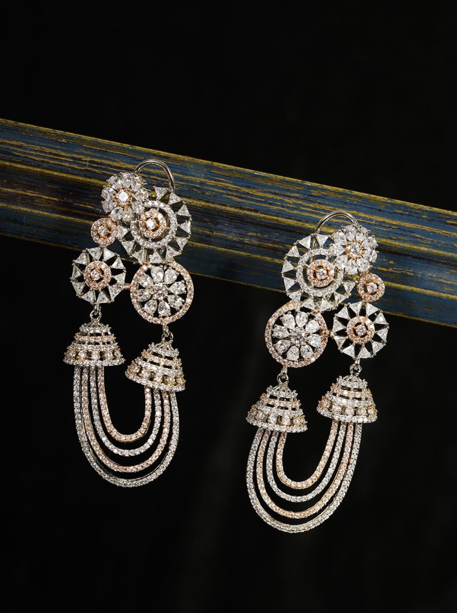 Jewellery Priyaasi | Women'S American Diamond Oversized Drop Earrings - Priyaasi