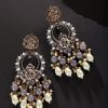 Jewellery Priyaasi | Women Grey-White Meenakari Beaded Drop Earrings By Priyaasi (1 Pair Earrings)