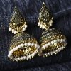 Jewellery Anikas Creation | Women'S Gold Plated U0026 Dome Shaped Enamelled Jhumkas - Anikas Creation White