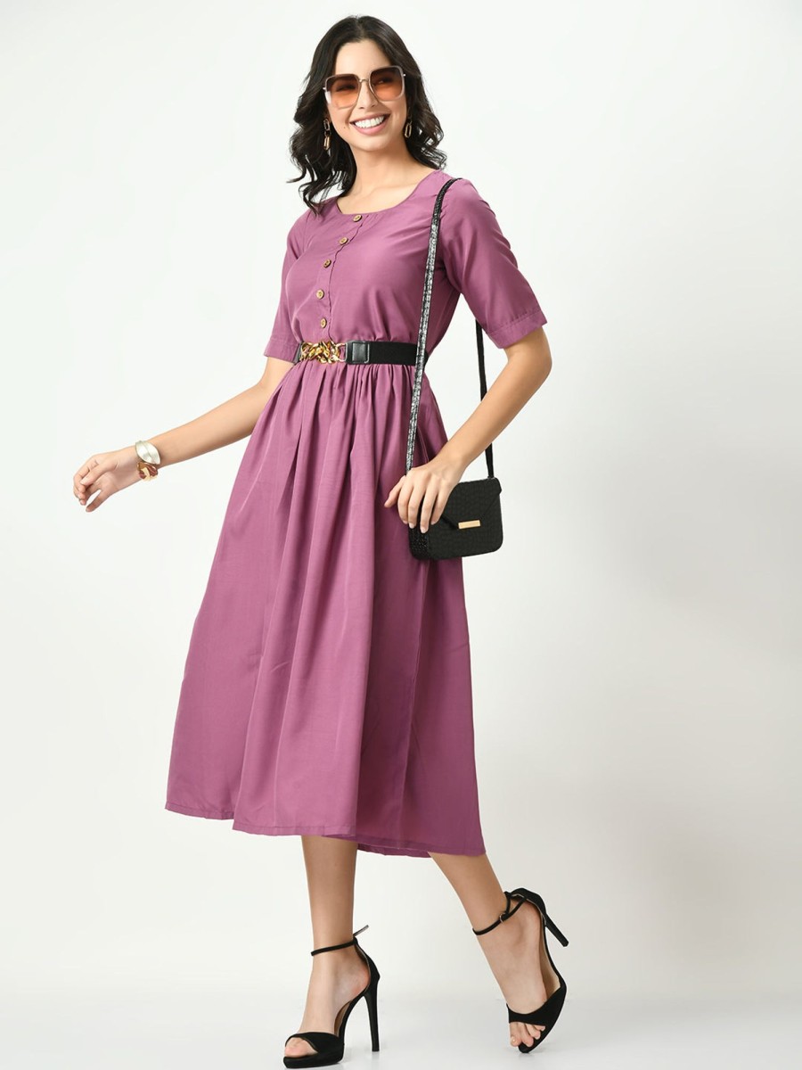 Women NOZ2TOZ | Women'S Stylish Midi Dress For - Noz2Toz Lavender