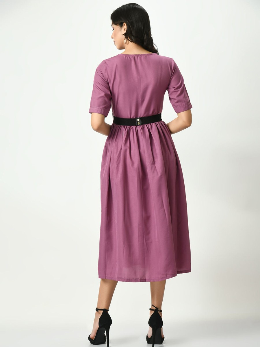 Women NOZ2TOZ | Women'S Stylish Midi Dress For - Noz2Toz Lavender