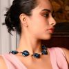 Jewellery Odette1 | Women'S Designer Blue Buttoned Boho Necklace - Odette