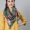 Women AKS | Women'S Floral Designed Scarf - Aks Green