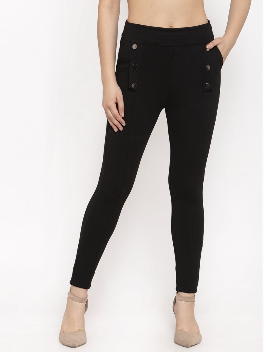 Women Wahe-NOOR | Women'S Black Regular Fit Jeggings - Wahe-Noor